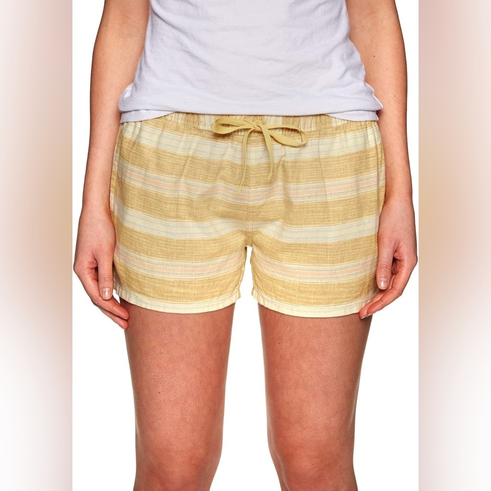Patagonia W's Island Hemp Baggies Shorts Small Yellow Pink Stripe
